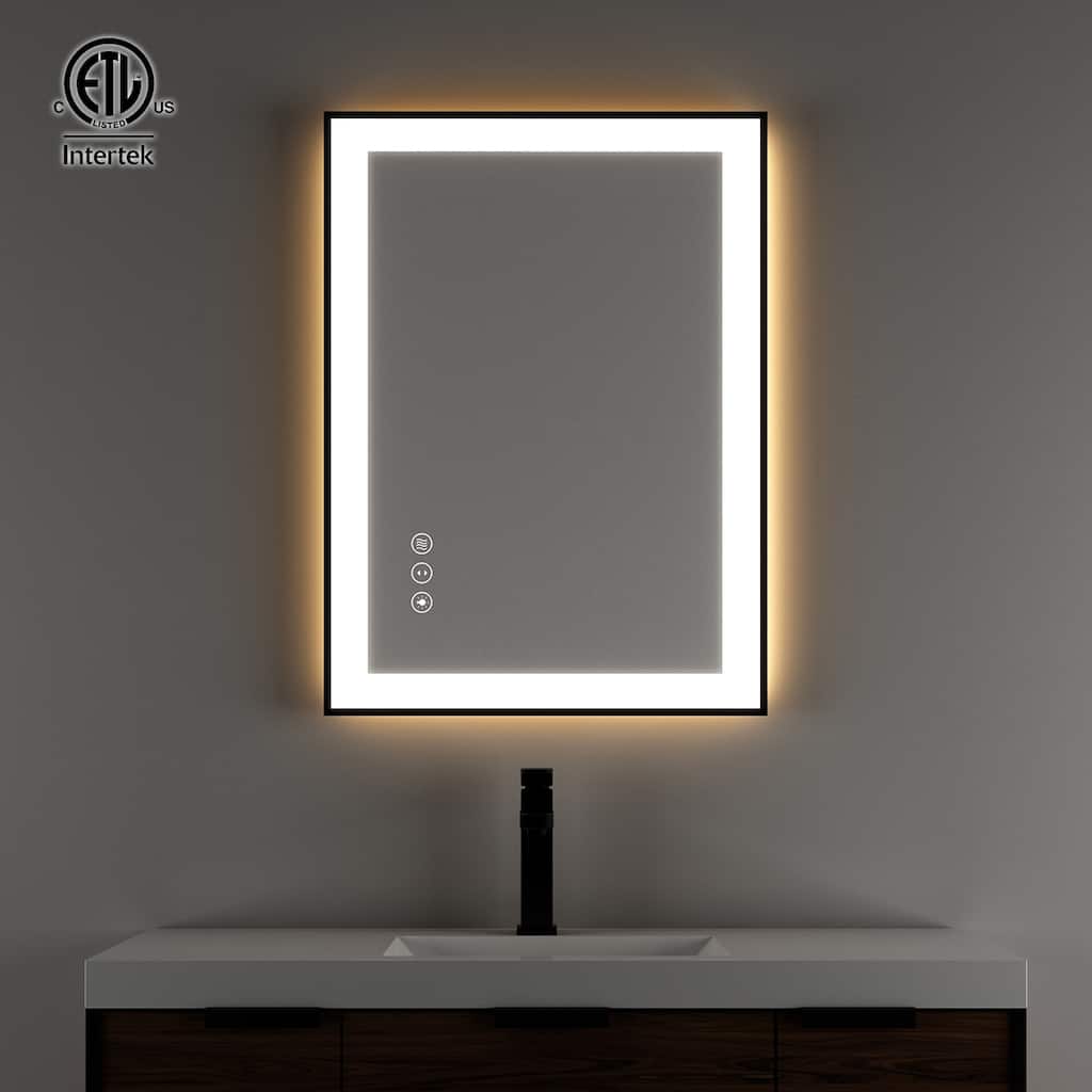 Rectangular LED Light Anti-Fog Vanity Mirror with Backlit, Front Light - 24 in. W x 32 in. H