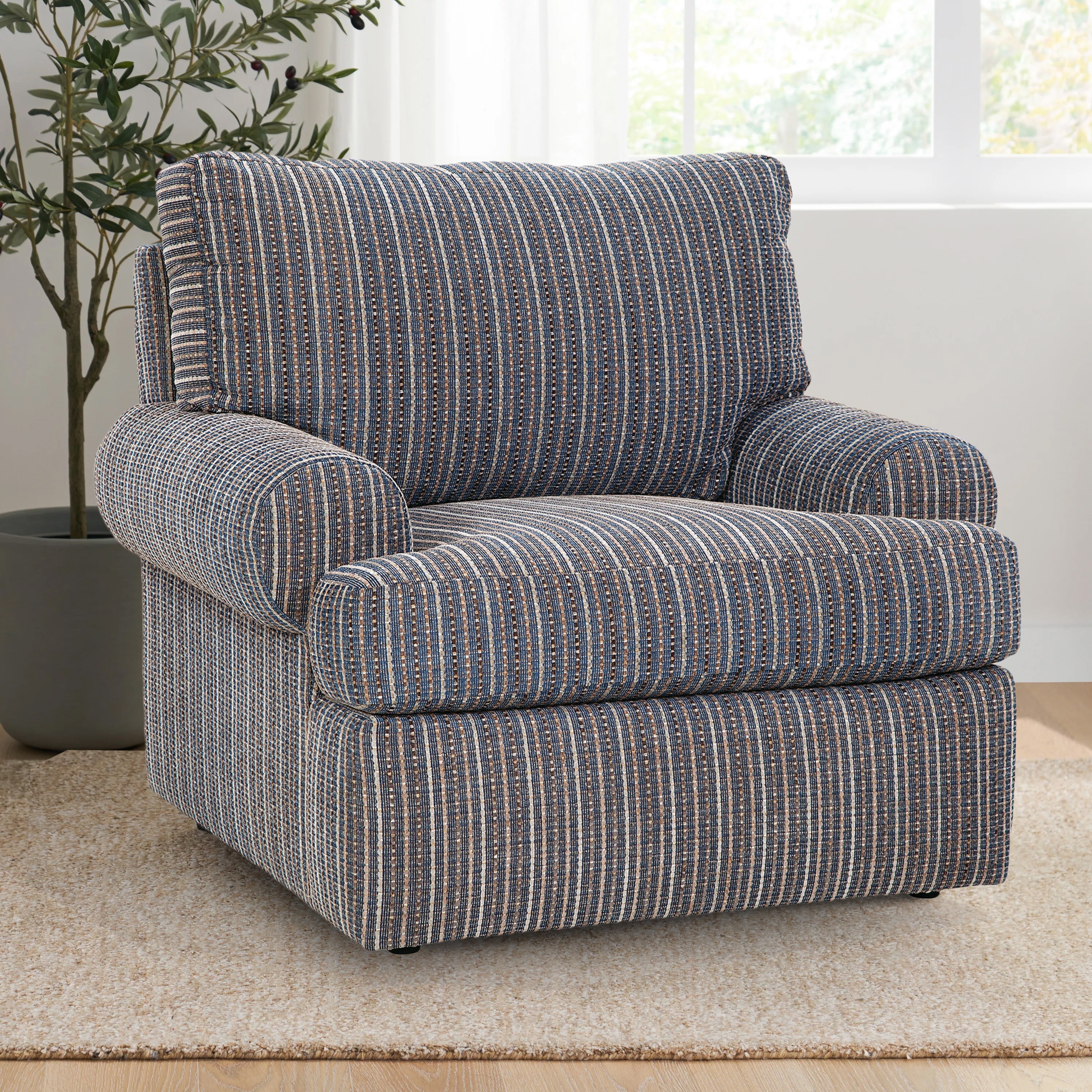 Blue oversized shop chair