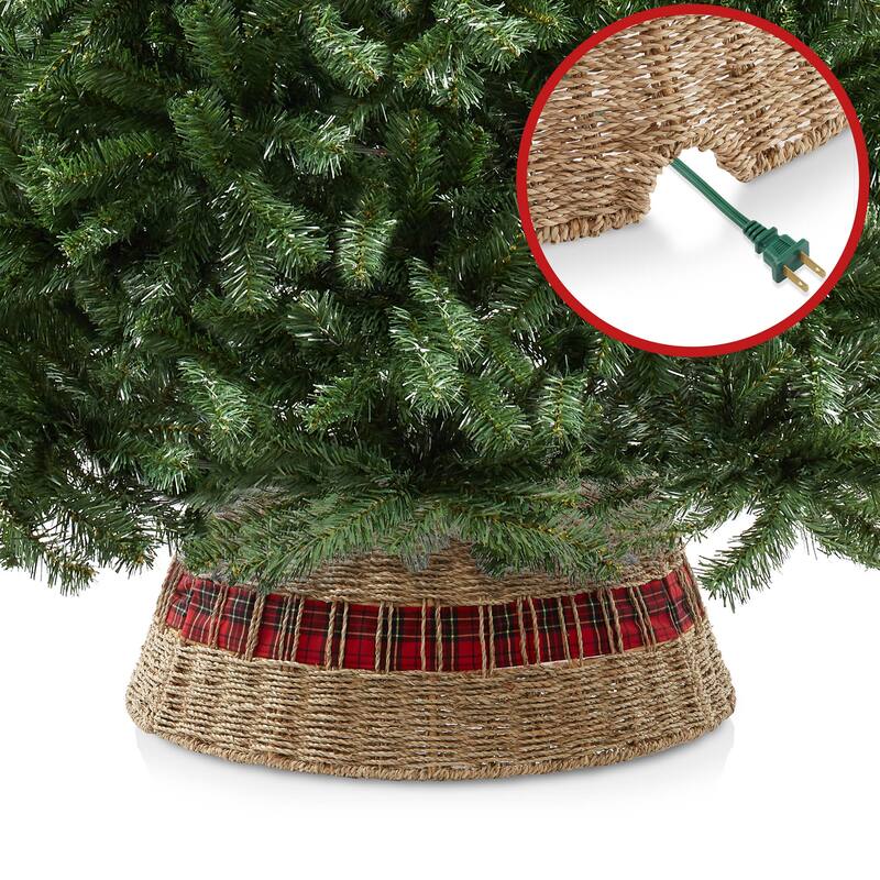 Christmas Tree Collar Woven Farmhouse Tree Base Cover Cord Cut Out