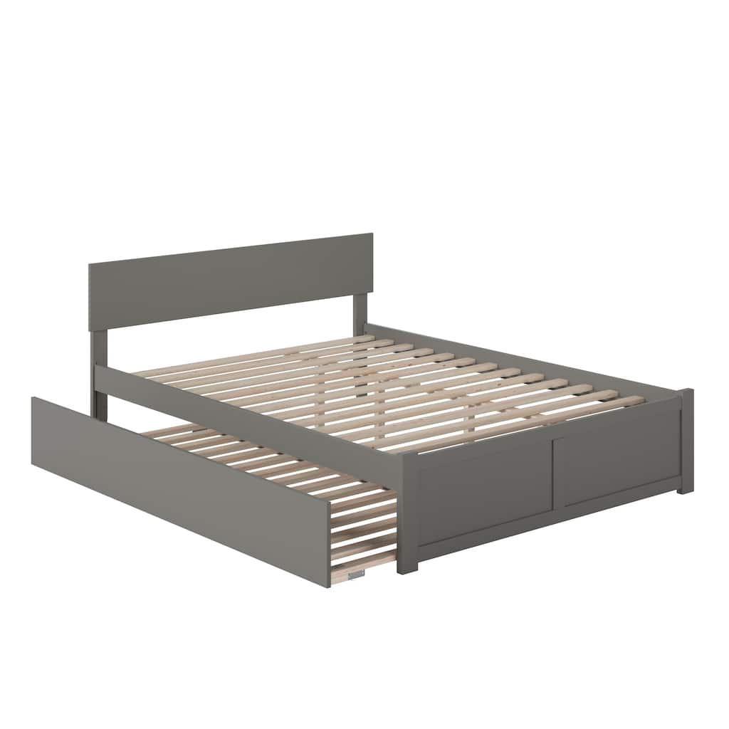 Orlando King Platform Bed with Footboard & Twin XL Trundle in Grey
