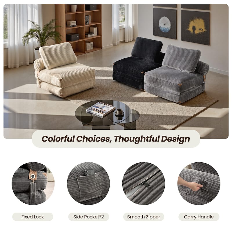 OVIOS Corduroy Foldable ​Compressed Sleeper Sofa