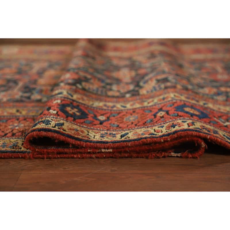 Hand Knotted Oriental 100% Wool Carpet Traditional All-Over Navy Blue & Blues Malayer Runner Rug - 16' 9'' X 3' 7''