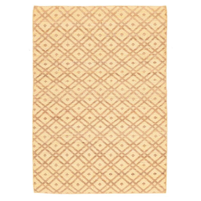 ECARPETGALLERY Flat-Weave Palas Denizli Light Gold Kilim - 5'3 x 7'6