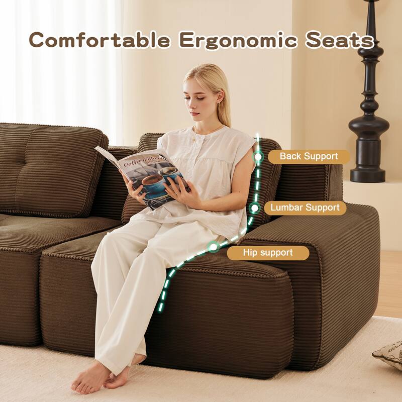 Modular L-Shaped Sectional Sofa with Ottoman for Living Room
