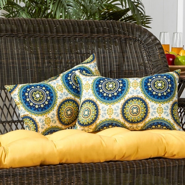 Summer Medallion 19x12 inch Rectangular Outdoor Accent Pillow Set of 2 On Sale Bed Bath Beyond 21804665