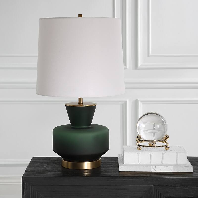 Glass Base Table Lamp with Tapered Shade - 28" - Green
