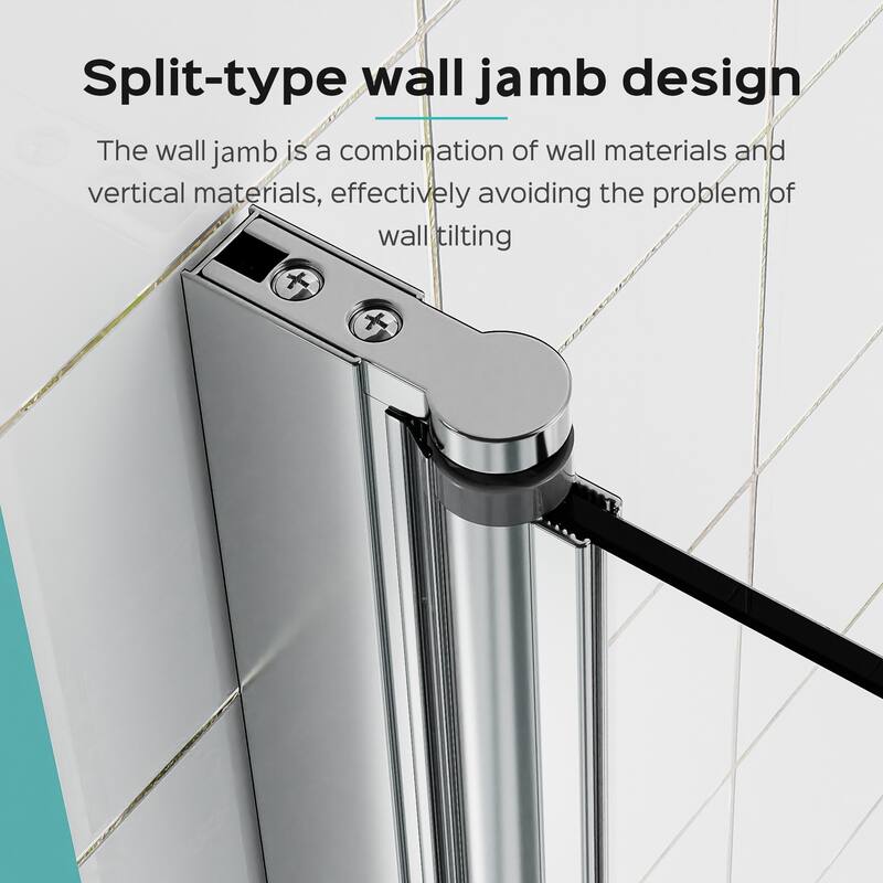 31" W x 55" H Frameless Pivot Bathtub Shower Door, 6mm Tempered Glass Panel for Bathroom - 31x55"