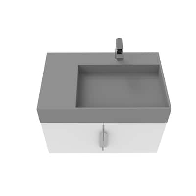 Amazon 30" Wall Mounted Bathroom Right Basin Vanity Set w/ Gray Top