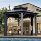 preview thumbnail 101 of 142, Outdoor Hardtop Gazebo Pergola w Galvanized Steel Roof and Aluminum Frame, Prime Curtains and nettings include