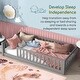 preview thumbnail 25 of 32, Twin Size Floor Bed for Kids with Safety Guardrails and Door and Slats