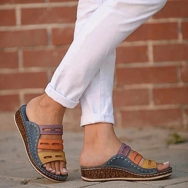 Women Casual Summer Color Comfy Low Heel Wedge Sandals. Opens flyout.