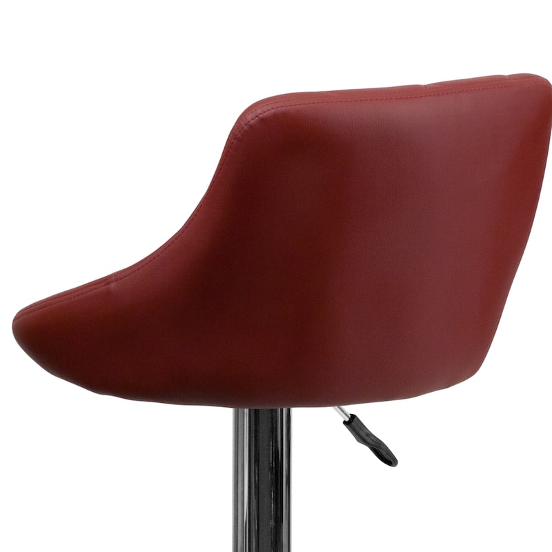 Vinyl Bucket Seat Adjustable Diamond Back Barstool (Set of 2) - 18.50"W x 19"D x 33.25" - 41.75"H