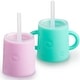 preview thumbnail 6 of 13, PopYum Silicone Training Cup with Straw and Lid, 2-Pack Pink/Green
