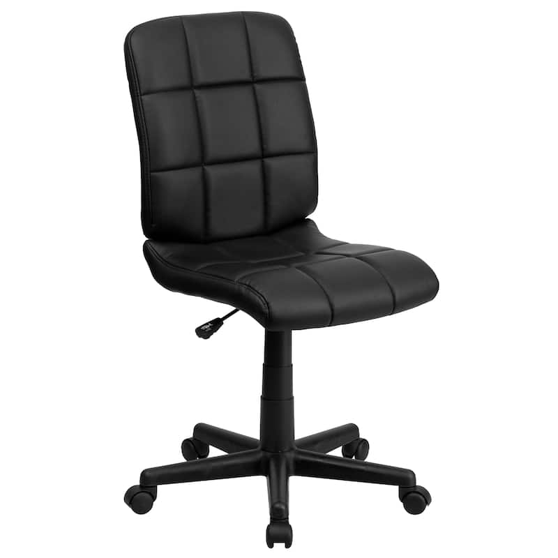 Mid-Back Quilted Vinyl Swivel Task Office Chair - Black