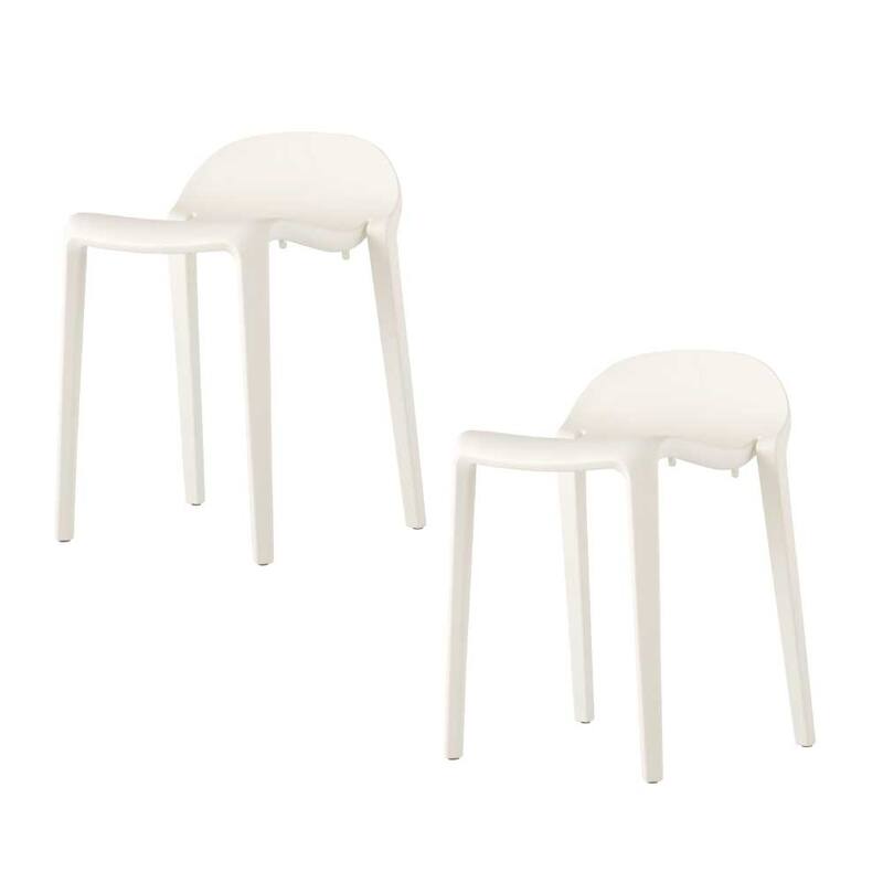 Lagoon Joyous Resin Stackable Short Stool, Set of 2 - White