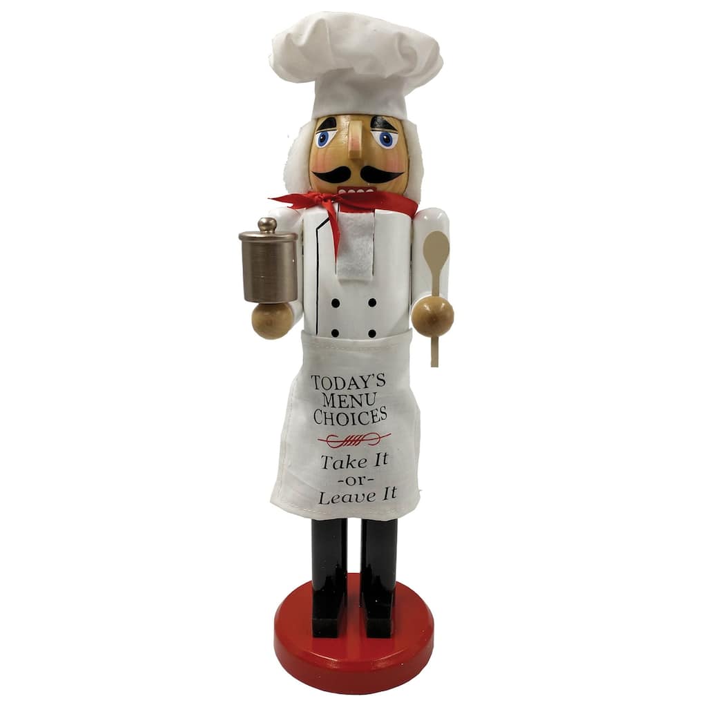 14" White and Red "Today's Menu Choices" Christmas Nutcracker