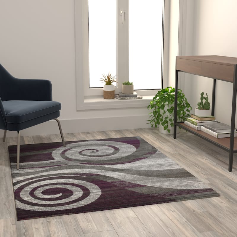Modern Swirl Design Olefin Area Rug