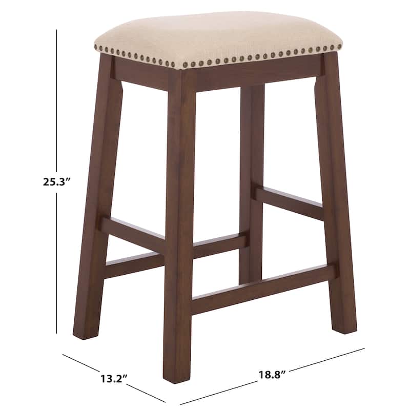 SAFAVIEH Ikuko White Counter Stool - 18.8" W x 13" L x 25" H - 19"W x 13"D x 25"H