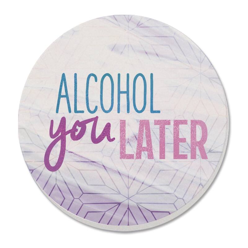 Alcohol Later 4 Pack Absorbent Stone Tumbled Tile Coasters with Cork Backing 4" Round Made in The USA Absorbent Wipes Clean - Multi