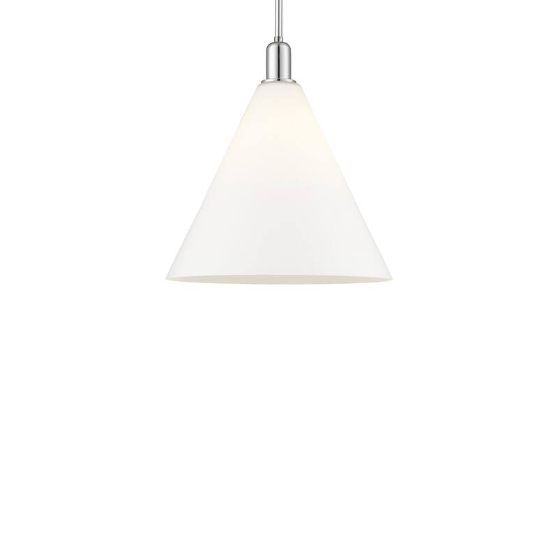 Innovations Lighting 716-1S-18-16 Berkshire Glass Pendant Berkshire - Polished Chrome / Matte White