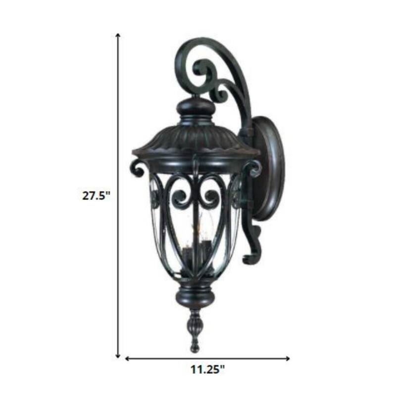 Glass Flush Wall Mount Light with 3 LED Bulbs and Seeded Shade - 14” x 11.25” x 27.5” (D x W x H)