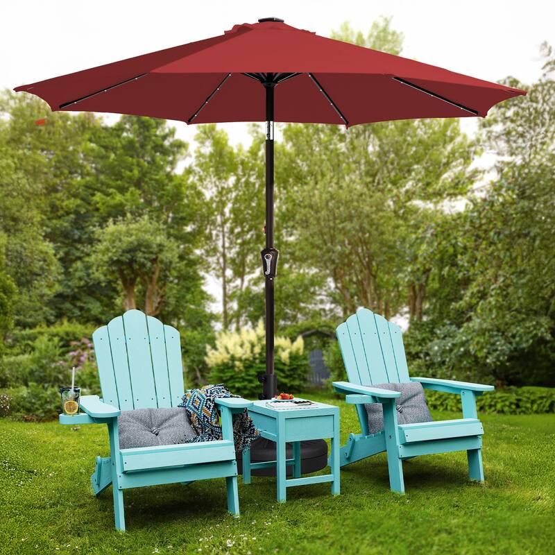 10ft Patio Market Umbrella with LED Lights,Crank & Tilt