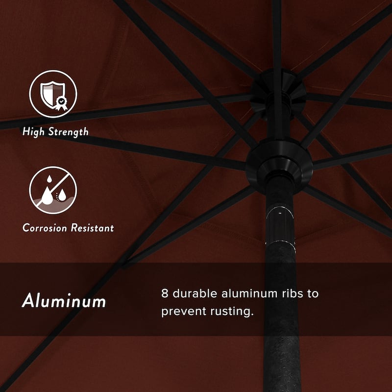 California Umbrella 9-foot Round Crank Lift, Push ButtonTilt, Black Frame Finish, Aluminum Patio Umbrella with Sunbrella Fabric