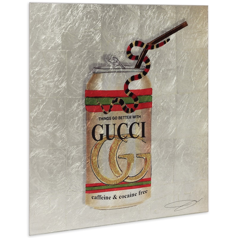 Fashion Drinks Reverse Printed Tempered Glass with Silver Leaf