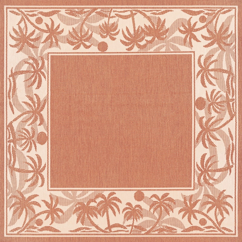 Dream Decor Rugs Pergola Sanctuary Indoor Outdoor Area Rug - 7'6" Square - Terracotta/Natural