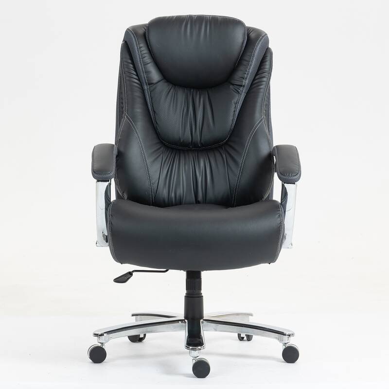 Modern PU Leather Executive Office Chair with High Backrest and Adjustable Height, for Home Offices - Black