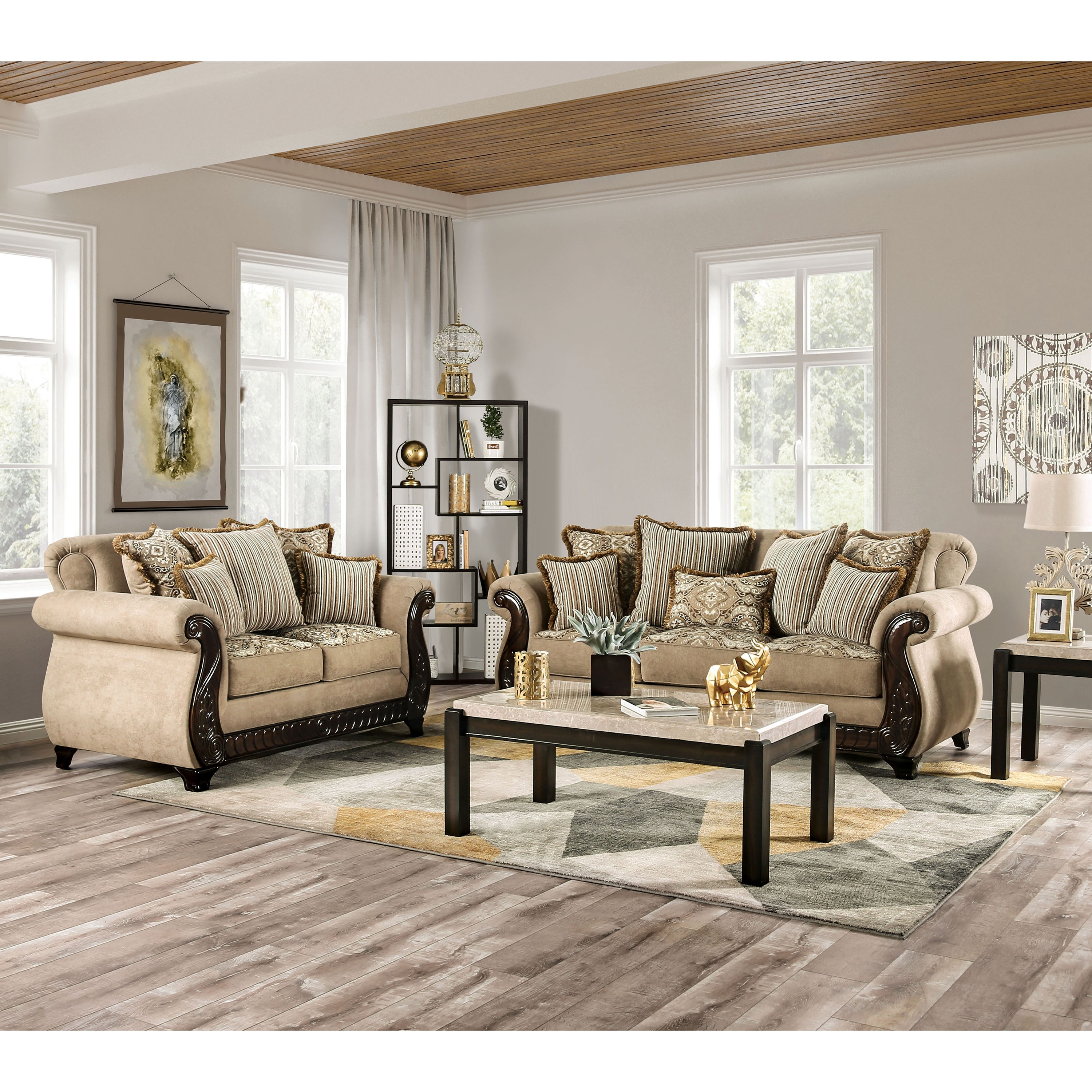 Furniture Of America Nillie Traditional 2 Piece Living Room Set On Sale Overstock 31470885 Tan