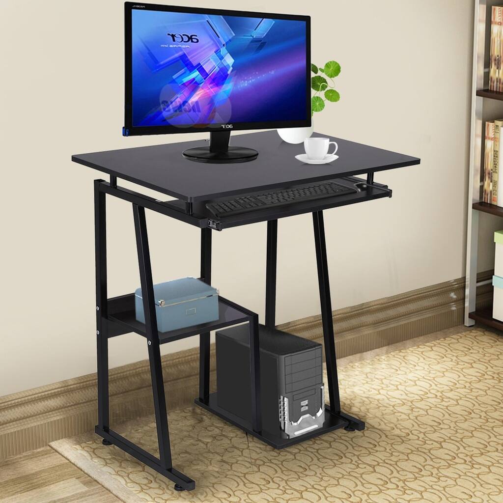 Computer Desk Writing Table 32 Inch Tabletop Laptop Tabletop Study Office Pullout Keyboard Tray Black