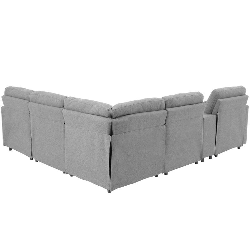 Roomfitters Power Recliner Corner Sofa with Storage Box, Cup Holders, USB Ports, and Power Socket, Perfect for Home Theater