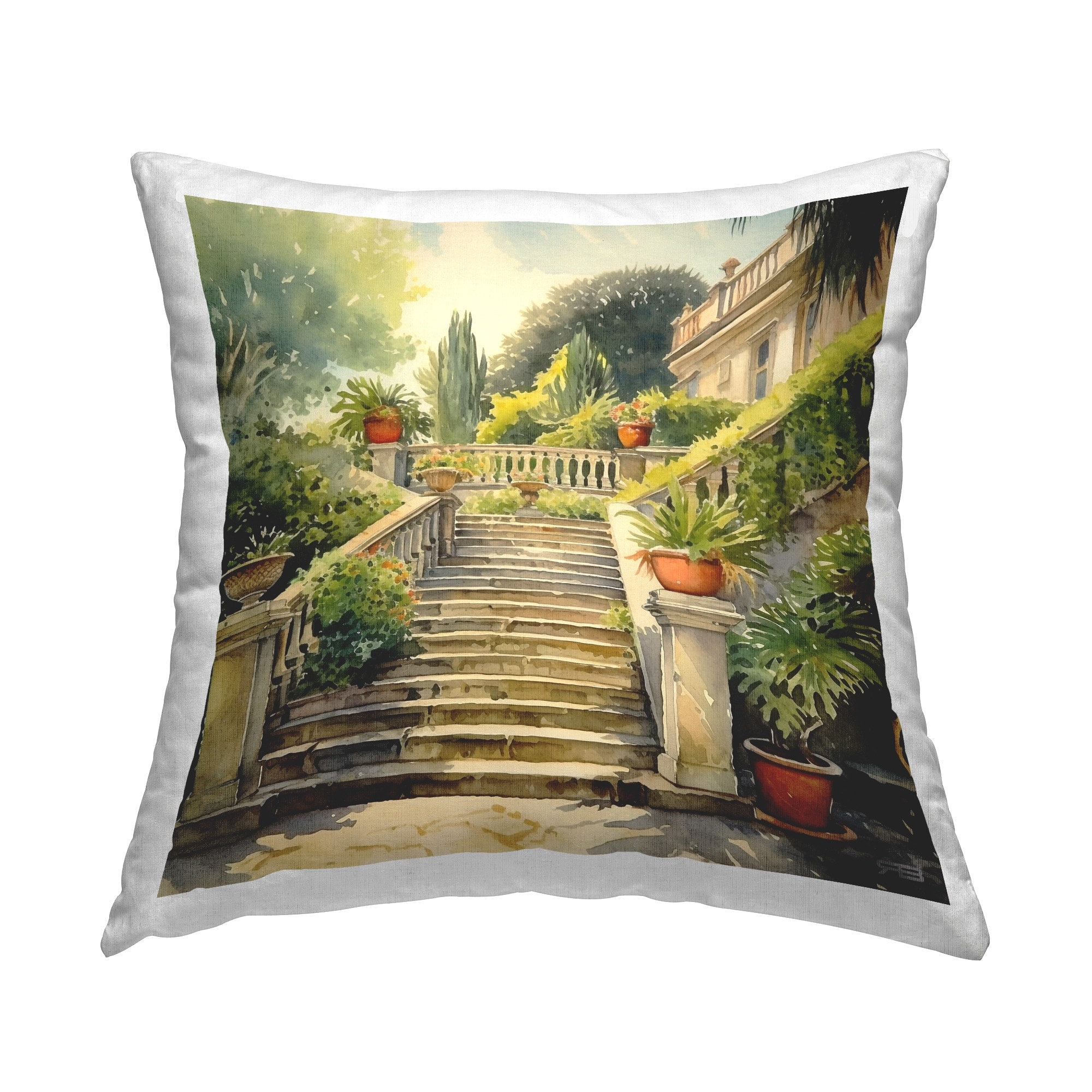 Stupell Villa Garden Architecture Decorative Printed Throw Pillow Design by RB