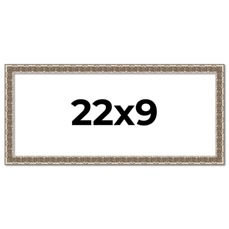 22x9 Frame Silver Versailles Ornate Solid Wood Picture Frame | 1 Inch