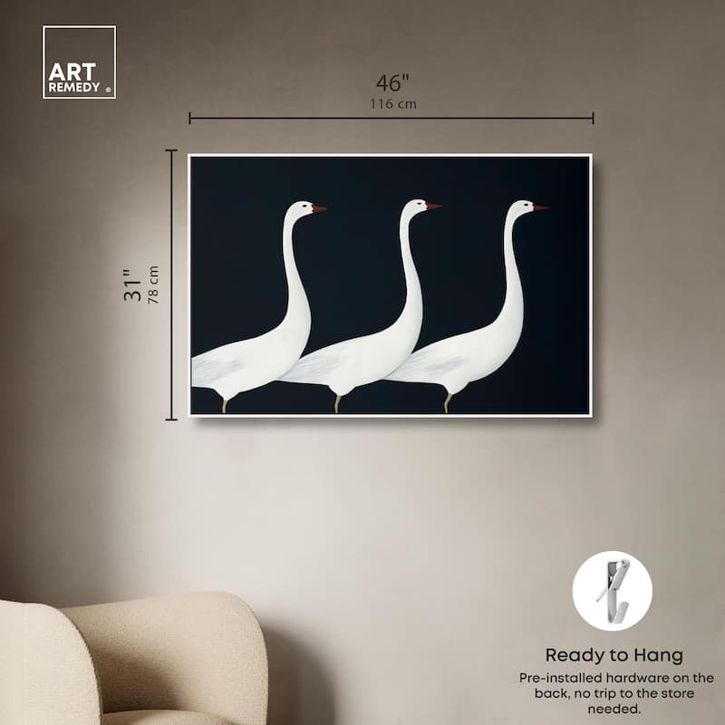 Trio of Swans Canvas by Art Remedy