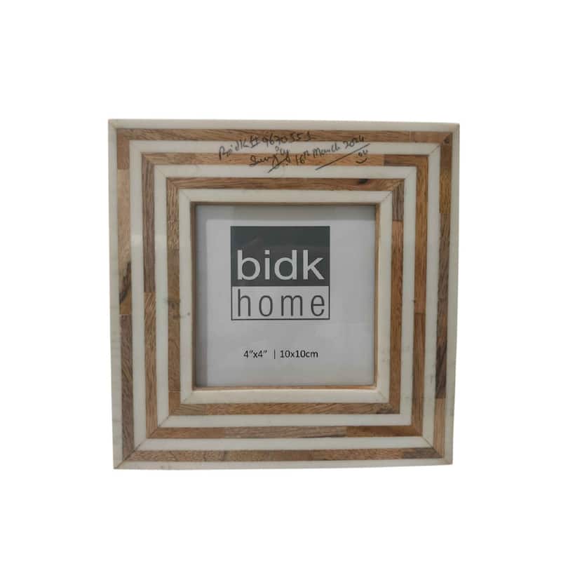 Tiles Square Picture Frame - for 4" x 4" Photo - Brown and White