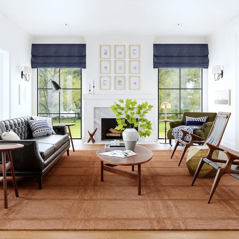 Mallory Plaid Wool Area Rug - 5' x 8' - Rust