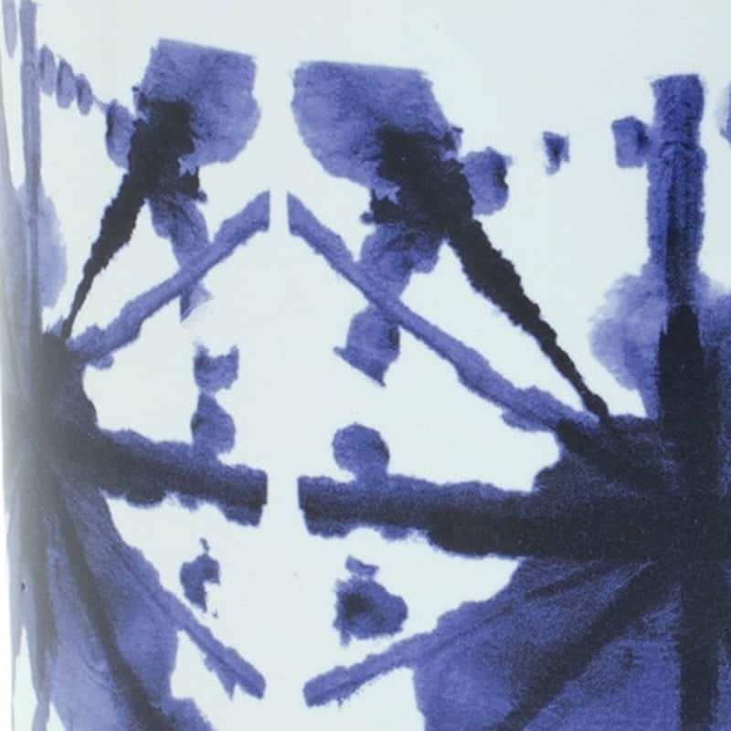 HomeRoots Set of Two White And Blue Ceramic 5 Ounce Abstract Round Pot Planters - 5.50 in. x 6.00 in. x 5.50 in.