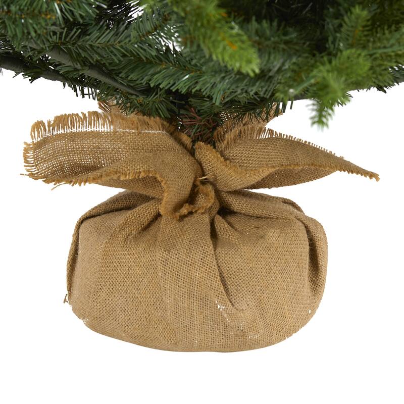 6' Fraser Fir "Natural Look" Artificial Christmas Tree with 300 Clear LED Lights, a Burlap Base and 2113 Bendable Branches