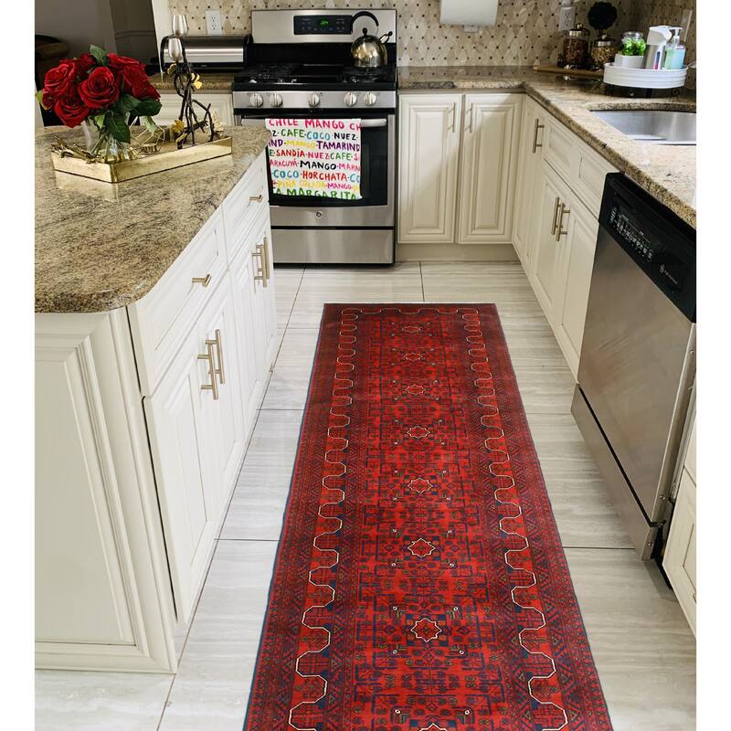 Khamyab Raya Red/Navy Runner - 2'6" x 19'7"