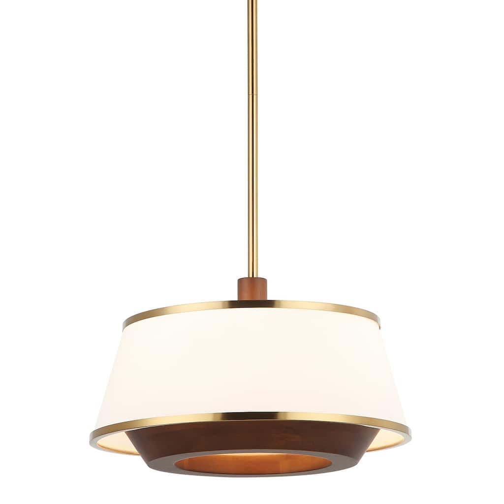 Varaluz Desert Flyer 3-Light Convertible Pendant/Semi-Flush - Satin Brass/Medium Walnut