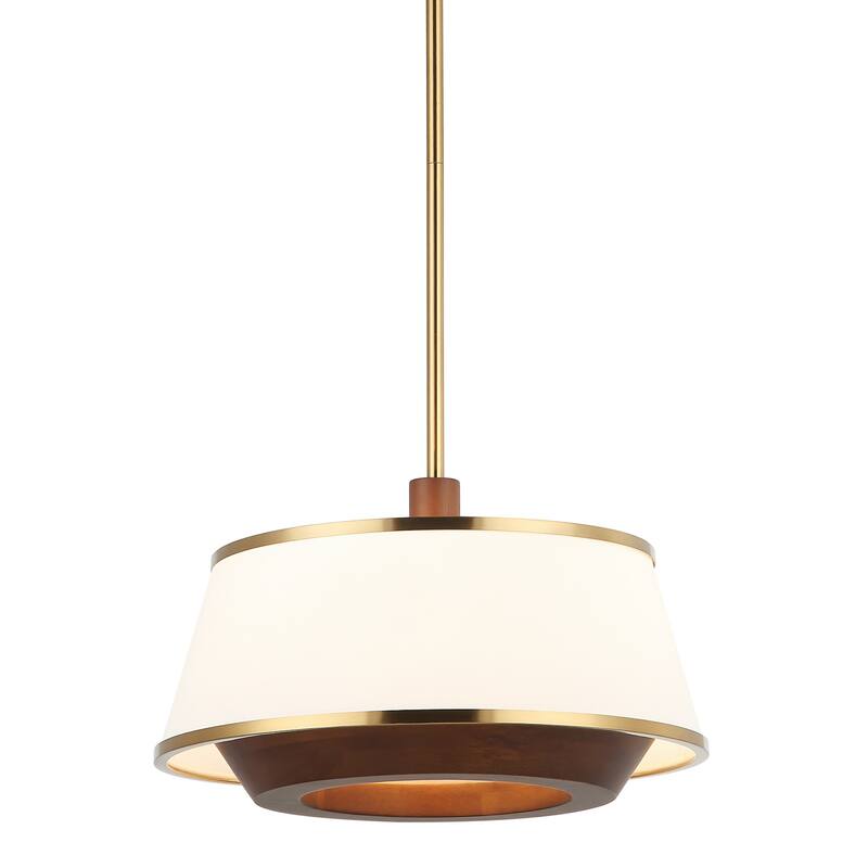 Varaluz Desert Flyer 3-Light Convertible Pendant/Semi-Flush - Satin Brass/Medium Walnut - Brass, Natural, Brown