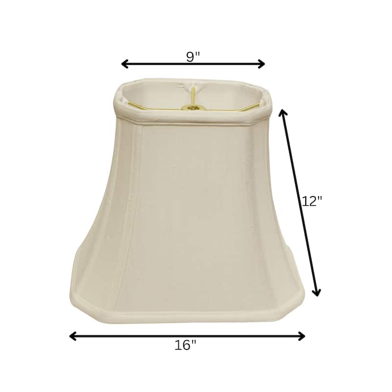 Cut Corner Rectangle Bell Softback Lampshade with Washer Fitter, White Natural Fabric Lampshade for Table Lamps