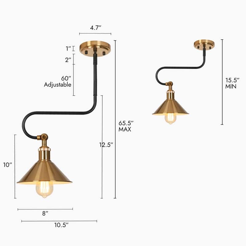 Modern Vintage 1-Light Gold Brass Metal Pendant Light Foyer Ceiling Lights