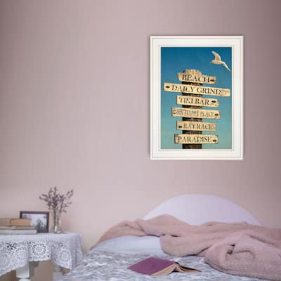 TrendyDecor4U Farmhouse "Beach Directional" Framed Print Wall Art by Graffitee Studios