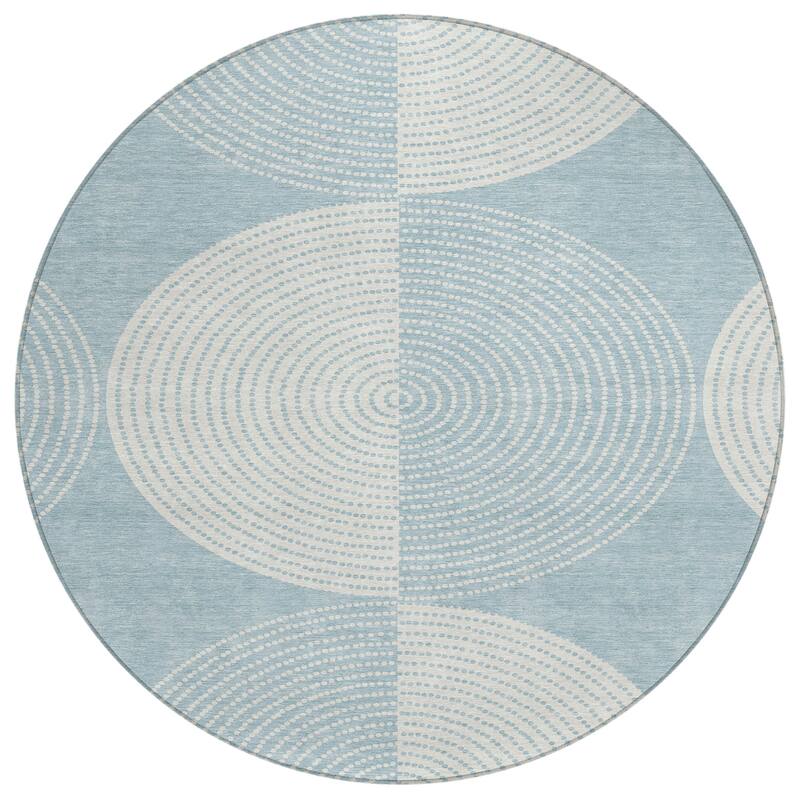 Machine Washable Indoor/ Outdoor Geo Circles Chantille Rug
