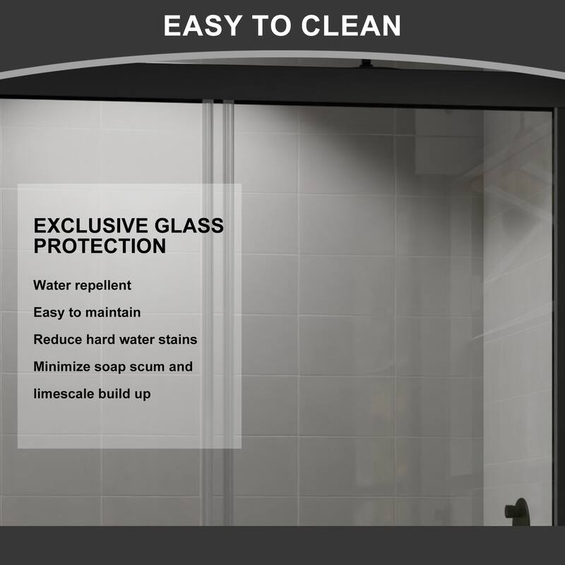 Semi-Frameless Double-sliding Shower Door with Tempered Clear Glass - 54 in.Wx72 in.H