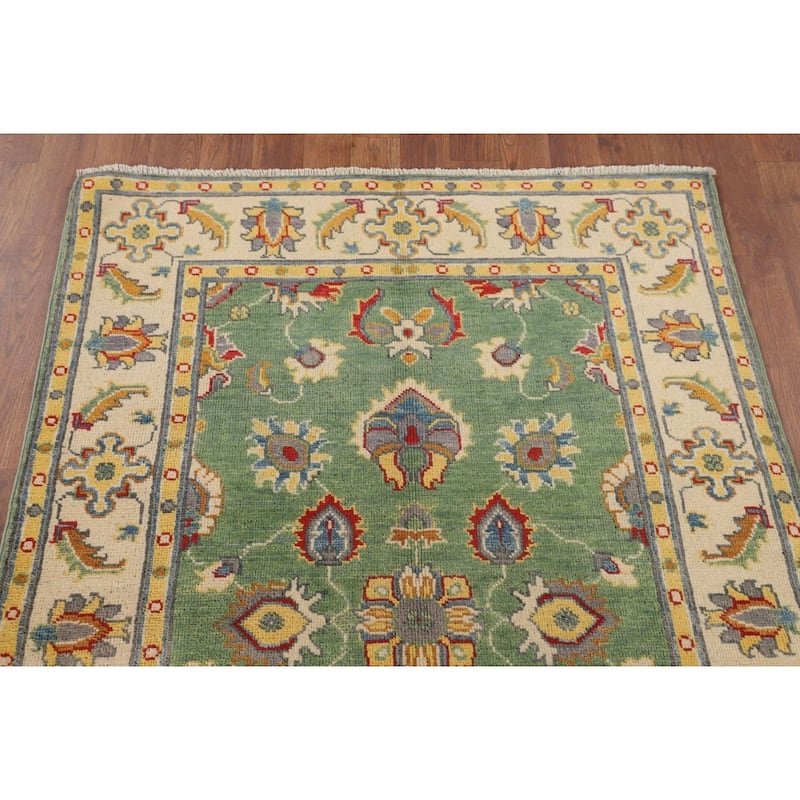 Green Oushak Accent Rug Hand-Knotted Wool Carpet - 3'4" x 4'10"