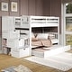 preview thumbnail 1 of 35, Taylor & Olive Trillium Twin over Twin Stairway Bunk Bed, Twin Trundle White